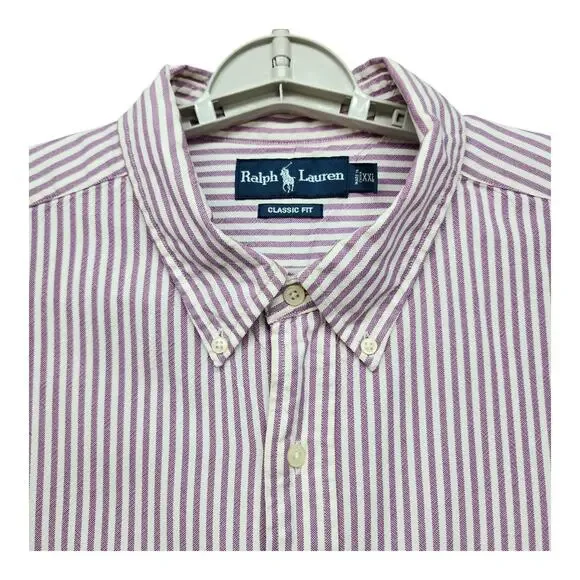 Ralph Lauren Classic Fit Shirt Men’s XXL Plum White Stripe Button Down Career - Picture 2 of 13